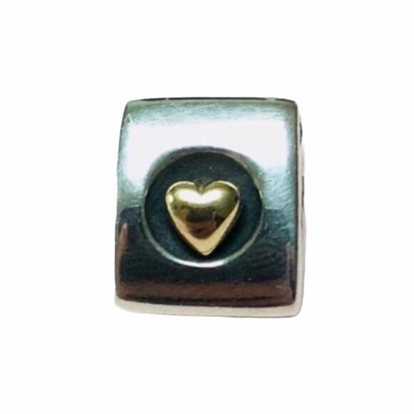 Pandora 14k Gold and Silver Heart of Gold Charm - Picture 2 of 6